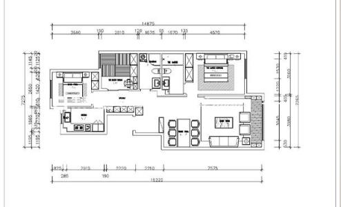 户型图中华城  118平  台式风格
