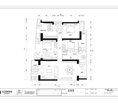 户型图新中式风格四室装修实景案例