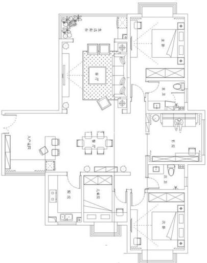 户型图众合康园 130㎡ 新中式 生活家家居