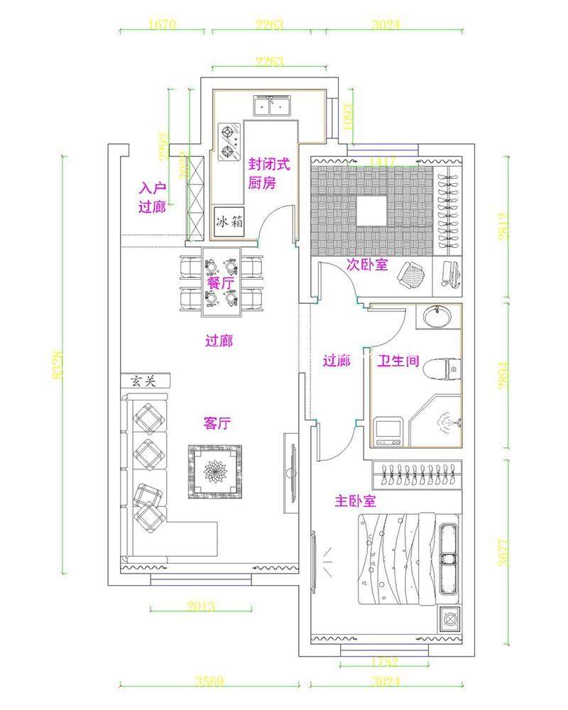 现代户型图装修效果图