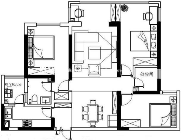 户型图颐和1898 109m² 现代简约 生活家家居
