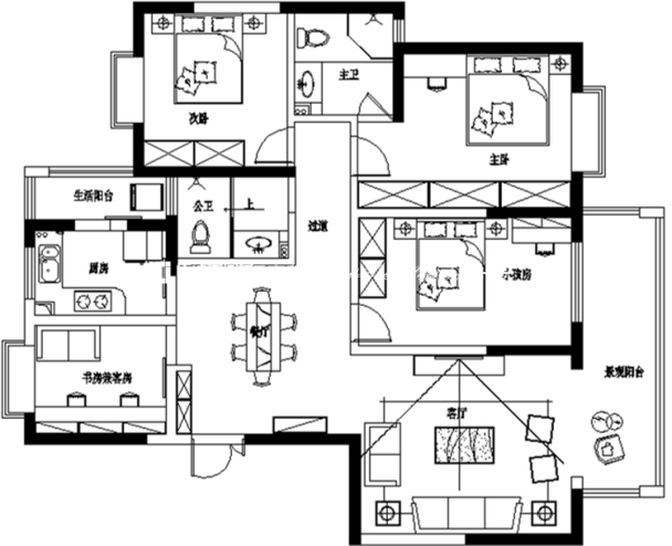 户型图天润康园  136㎡ 现代简约 生活家家居