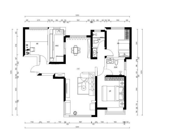 户型图现代简约风  西安 室内设计  装修