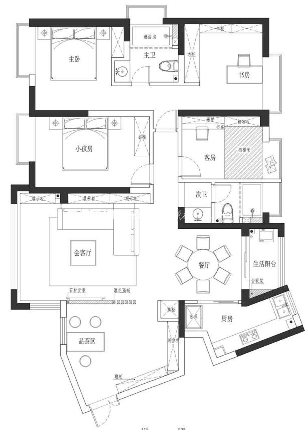 户型图润城  140㎡ 新中式生活家家居