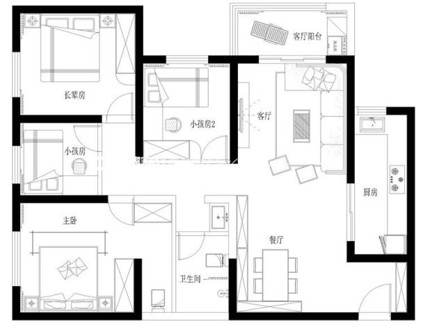 户型图观云海 119㎡ 现代混搭风 生活家家居