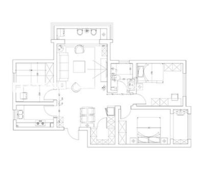 户型图110平三室现代装修实景案例