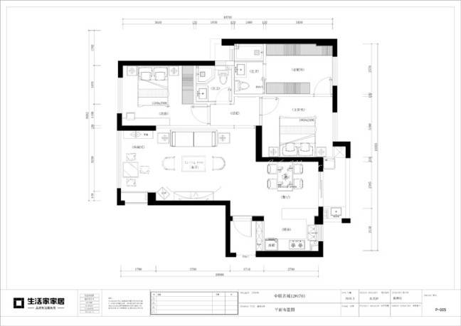 户型图福清中联名城108m² 北欧风格