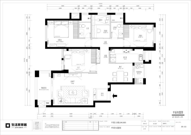 户型图福清中联天城110m² 北欧风格