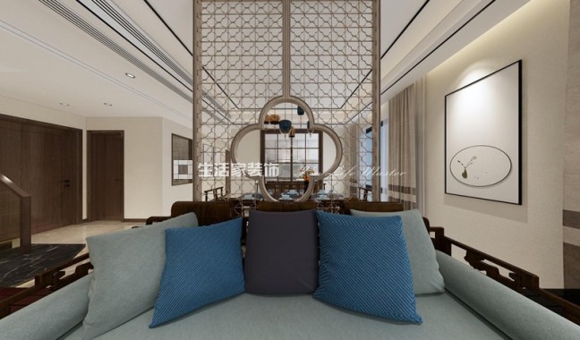 电视墙世茂璀璨天城 118m² 新中式风格