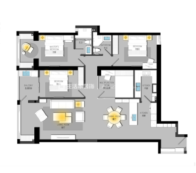 户型图150m²简约风格,现代简约风格