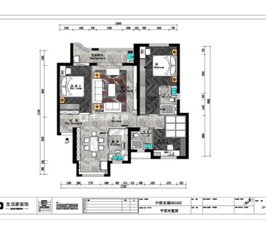 户型图现代台式风格,台式装修风格,110m²装修