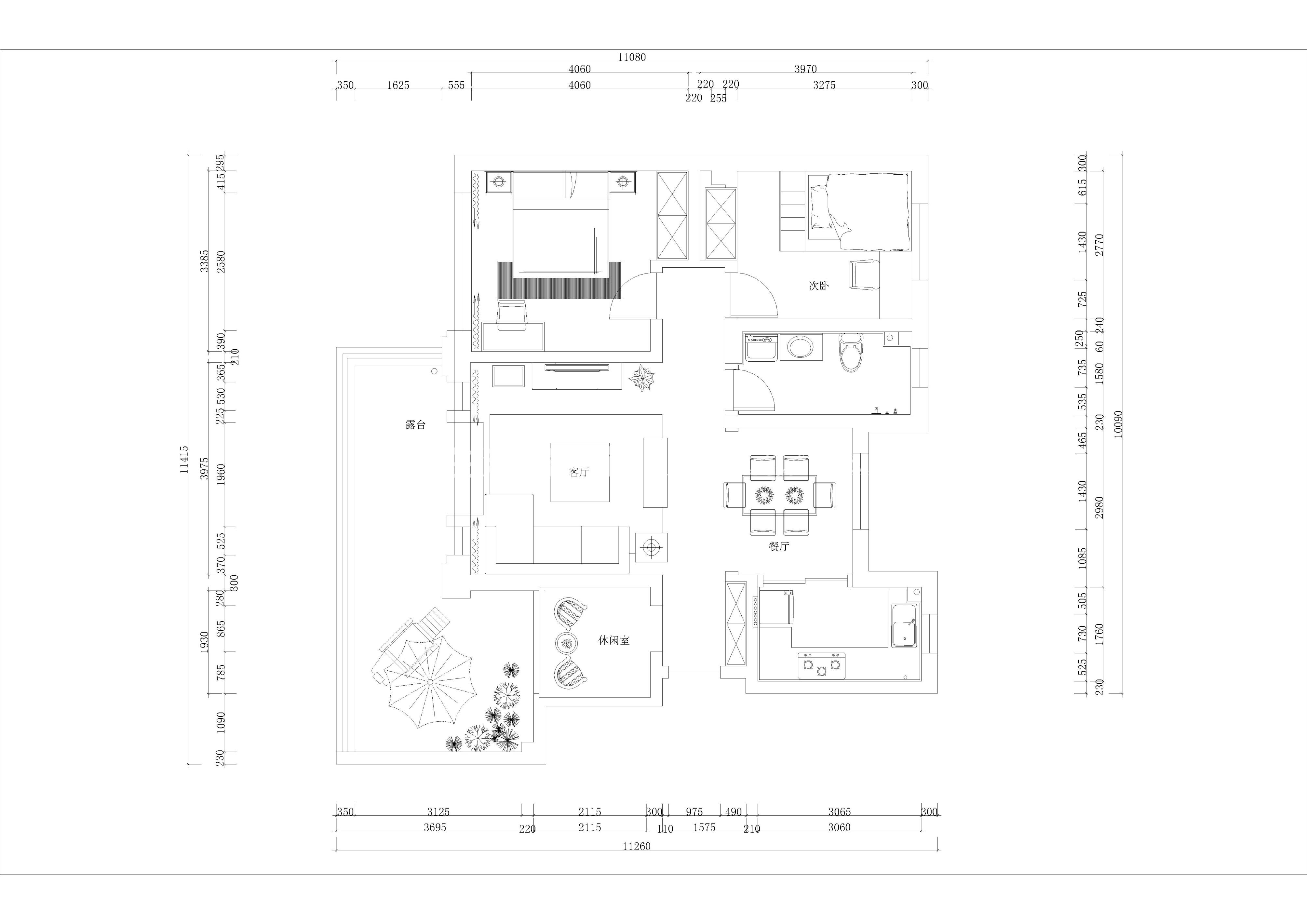 户型图85平两室现代装修实景案例