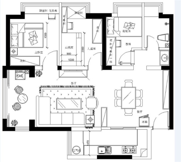 户型图润城　90m²　现代北欧　生活家家居