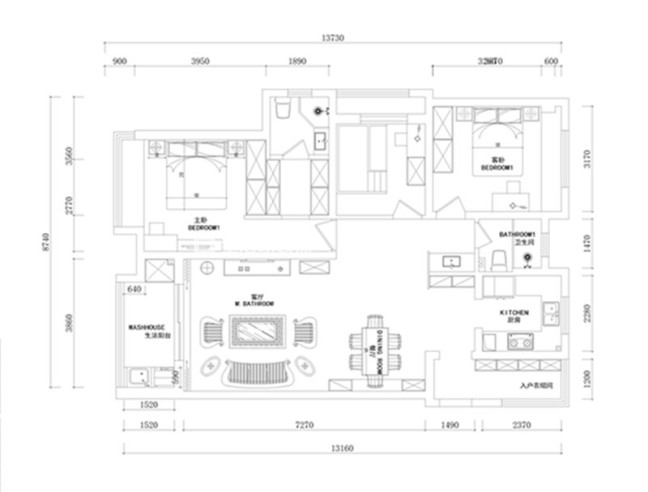 户型图现代简约风格效果图