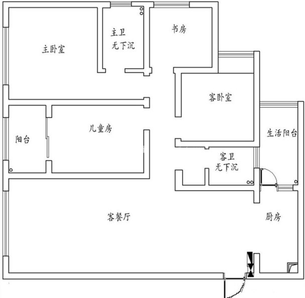 户型图河畔俊园135 ㎡ 北欧风格 生活家家居