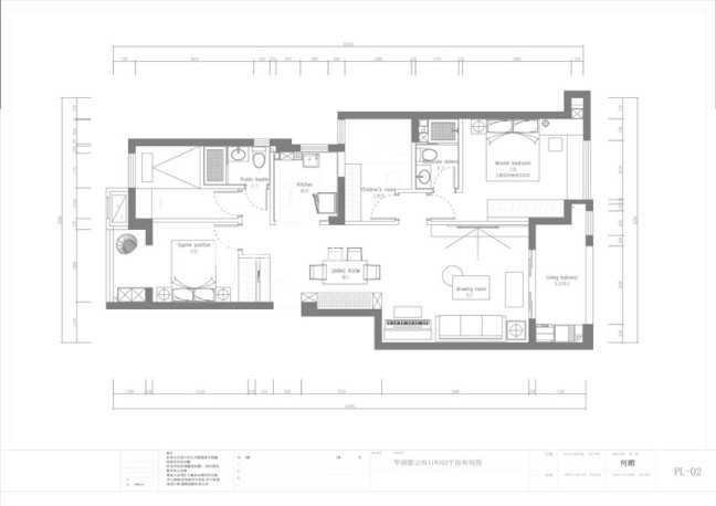 户型图华润紫云府96m² 现代简约风格