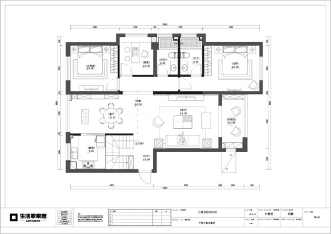 户型图三福龙景182m² 新中式风格