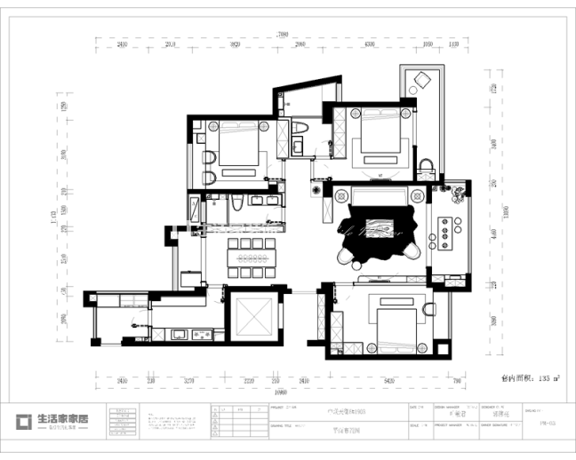 户型图福清中联天御135m² 现代简约风格