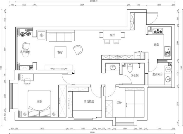 户型图溪畔丽景 97㎡ 北欧风格  生活家家居