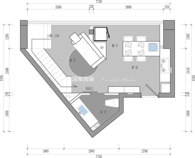 户型图商都会60m²  SOHO 现代风格