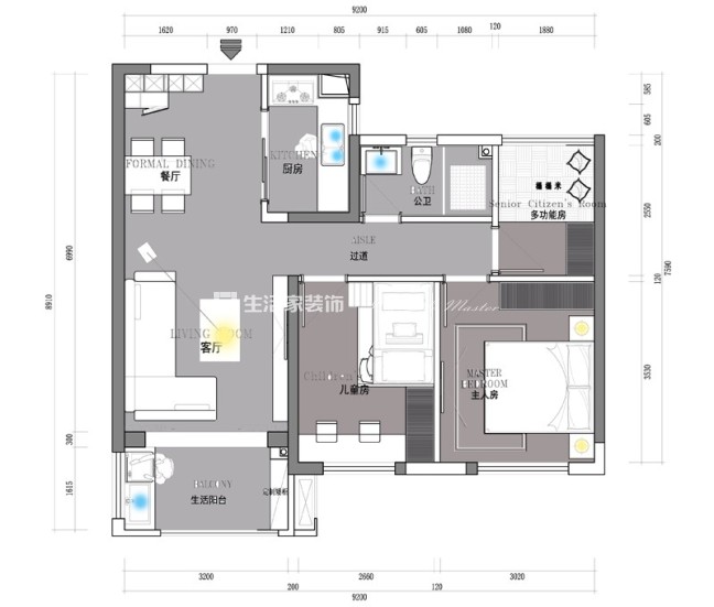 户型图 融侨观湖72m² 现代风格