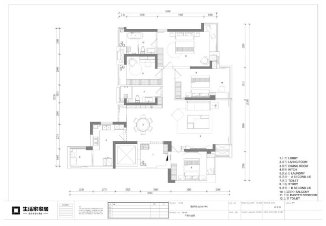 户型图融侨悦城 128.4m² 中式风格