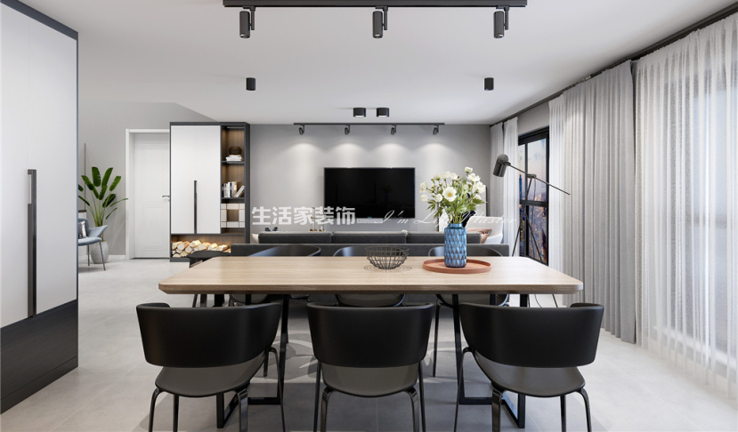 飘窗117平三室现代装修实景案例