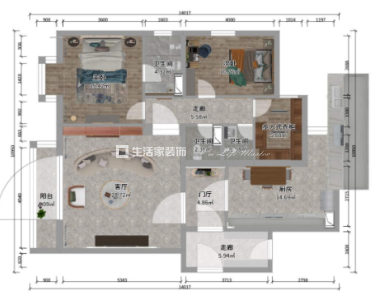 美然家园80㎡两居户型解析