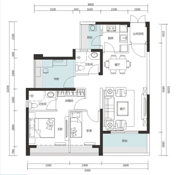 【江山樾】  三室一厅 90㎡户型解析