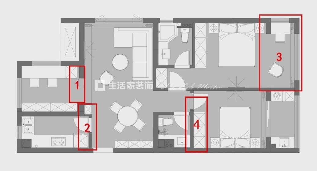 户型图江月府107㎡北欧风格装修案例