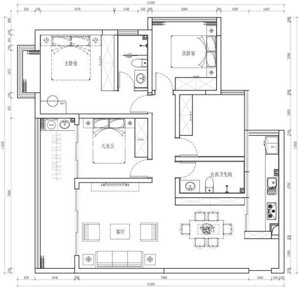 户型图鑫都韵城 115㎡ 简欧风格  生活家家居