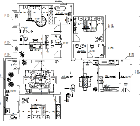 户型图南风小区202m²中式风格装修