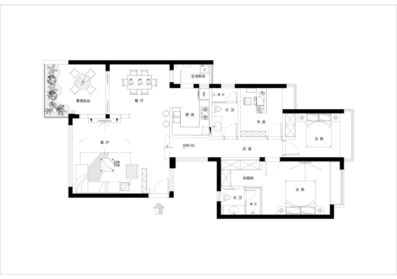 户型图龙翔御庭122m²北欧风格装修