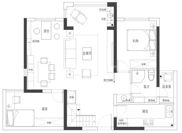 户型图中航玺樾 100㎡ 现代风格  生活家家居