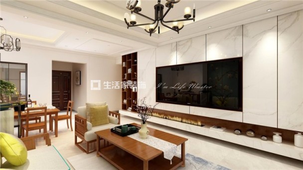 电视墙鹤唐福景 132㎡ 新中式 生活就家家居
