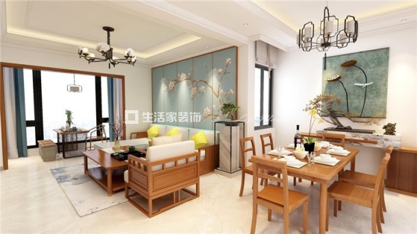 电视墙鹤唐福景 132㎡ 新中式 生活就家家居