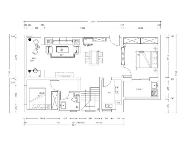 户型图林肯公园 160m² 现代轻奢 生活家家居