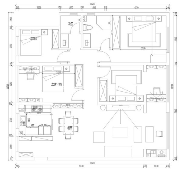 户型图白麓城 130㎡ 新中式