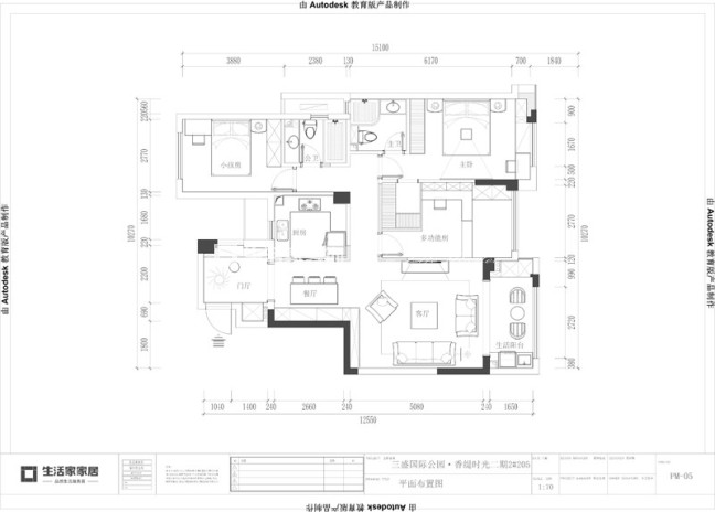 户型图三盛国际公园香缇时光107m² 日式风格