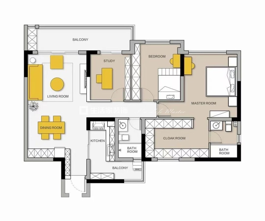 户型图皇营东郡116m²原木风格装修