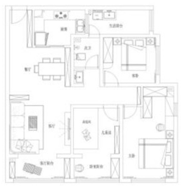 户型图蓝光水岸 126㎡ 现代简约 生活家家居