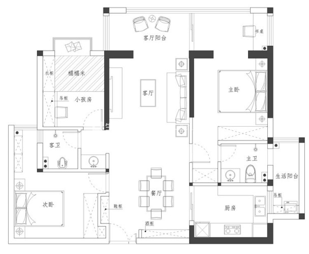 户型图万彩城  95㎡ 现代风格 生活家家居