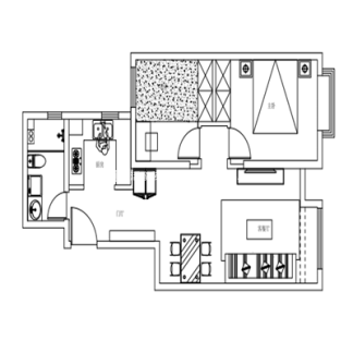 皓阳园87平米现代混搭户型解析