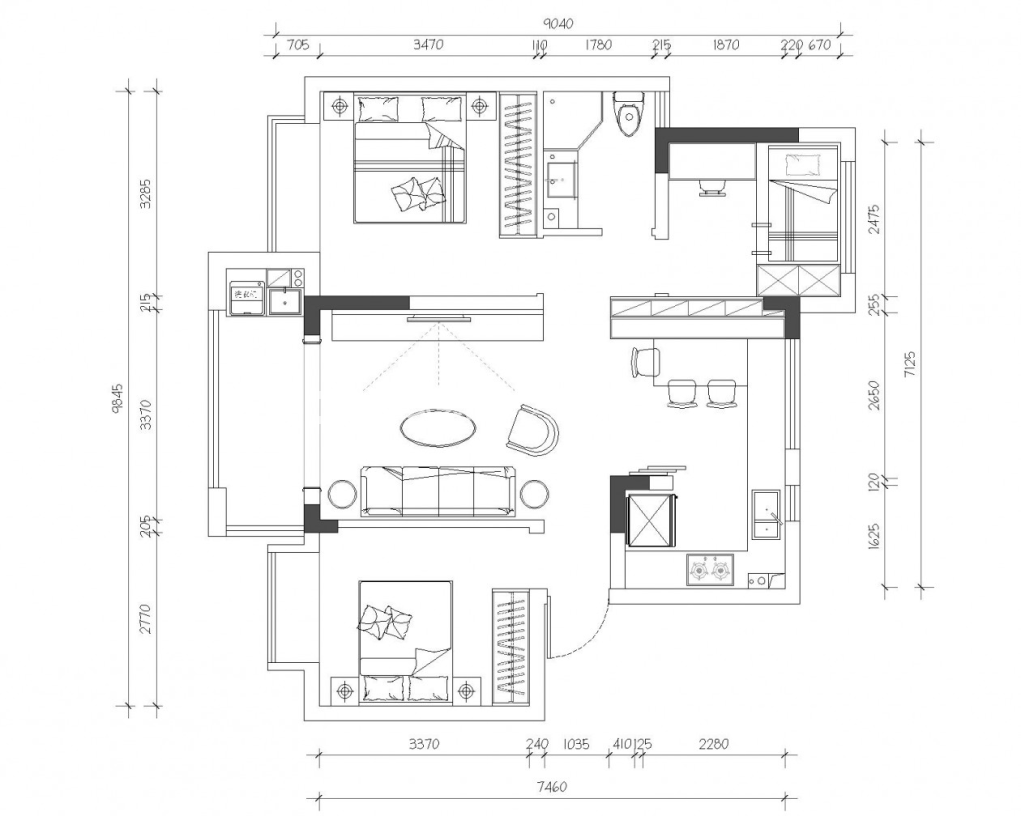 户型图瑞马名门135m²现代风格装修案例