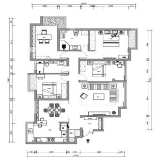 远洋新天地127新中式风格户型解析