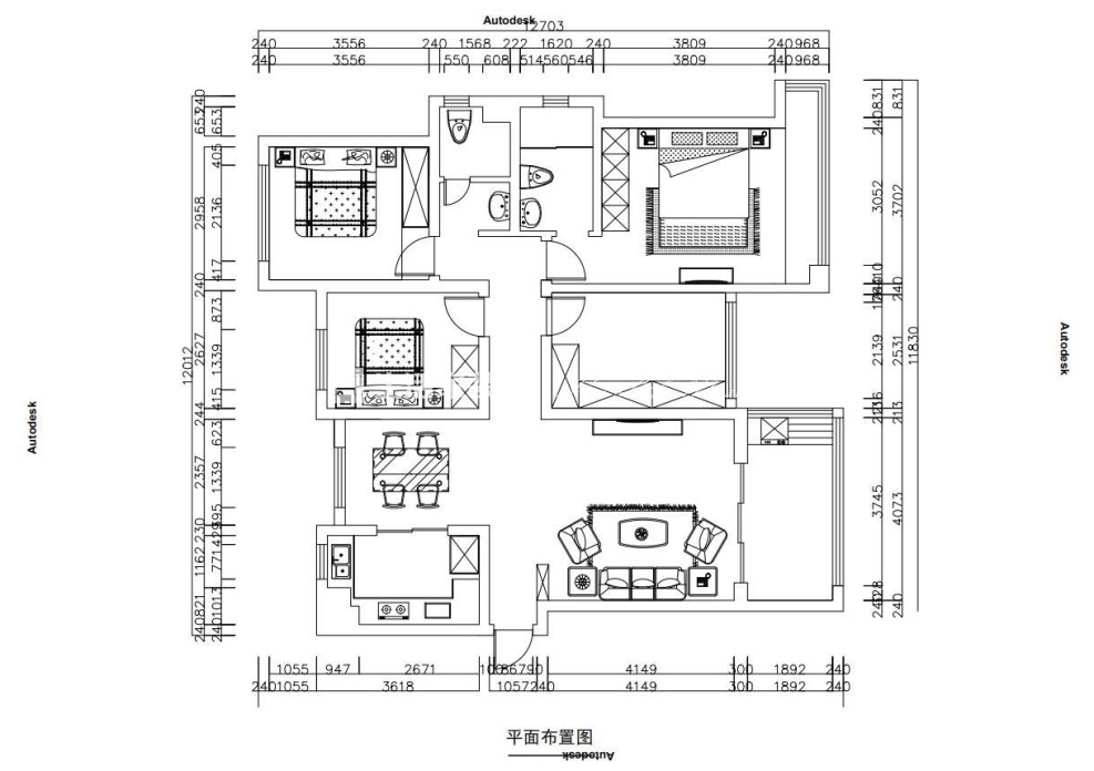户型图康城丽景150m²新中式装修案例
