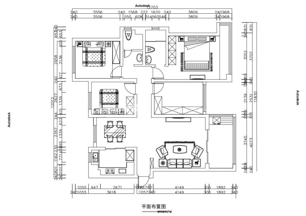 户型图康城丽景150m²新中式装修案例