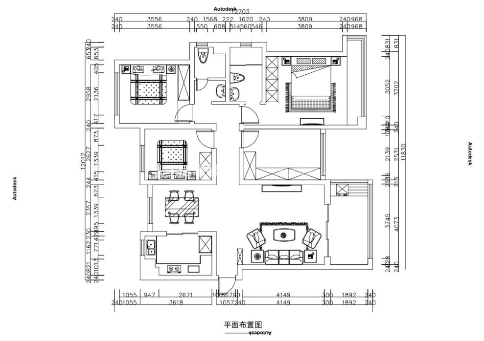 户型图曲阜万佳天玺130m²新中式装修案例