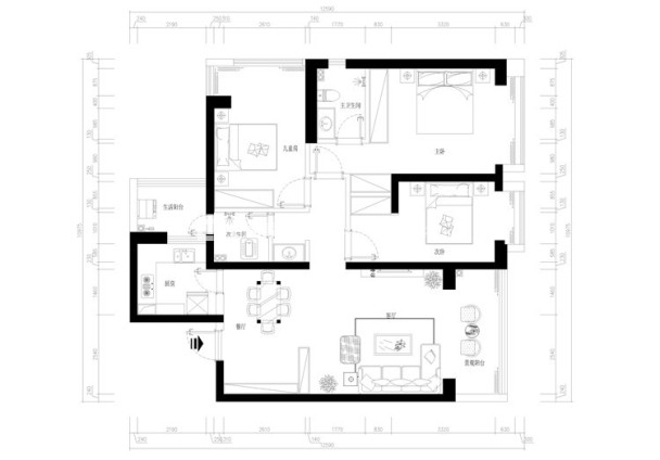 户型图海伦国际 125m² 新中式 生活家家居