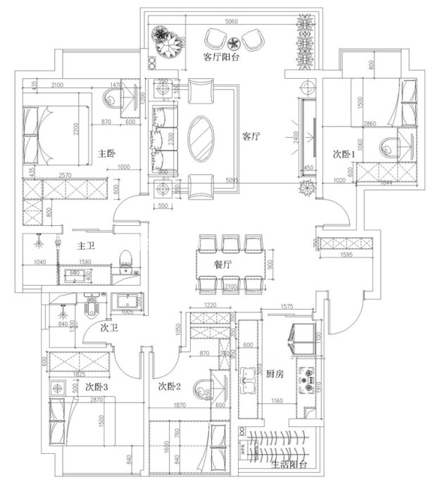 户型图新城琅樾 130㎡ 现代轻奢